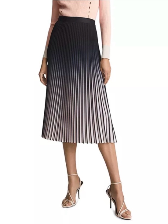 Reiss Dresses & Skirts - NWT Reiss Ombre Pleated Midi Skirt in Black and Cream, Size 6
